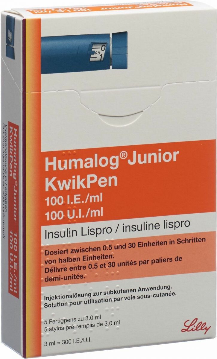 Humalog Junior Kwikpen 100 Ie/ml 5 Fertpen 3ml in der Adler Apotheke