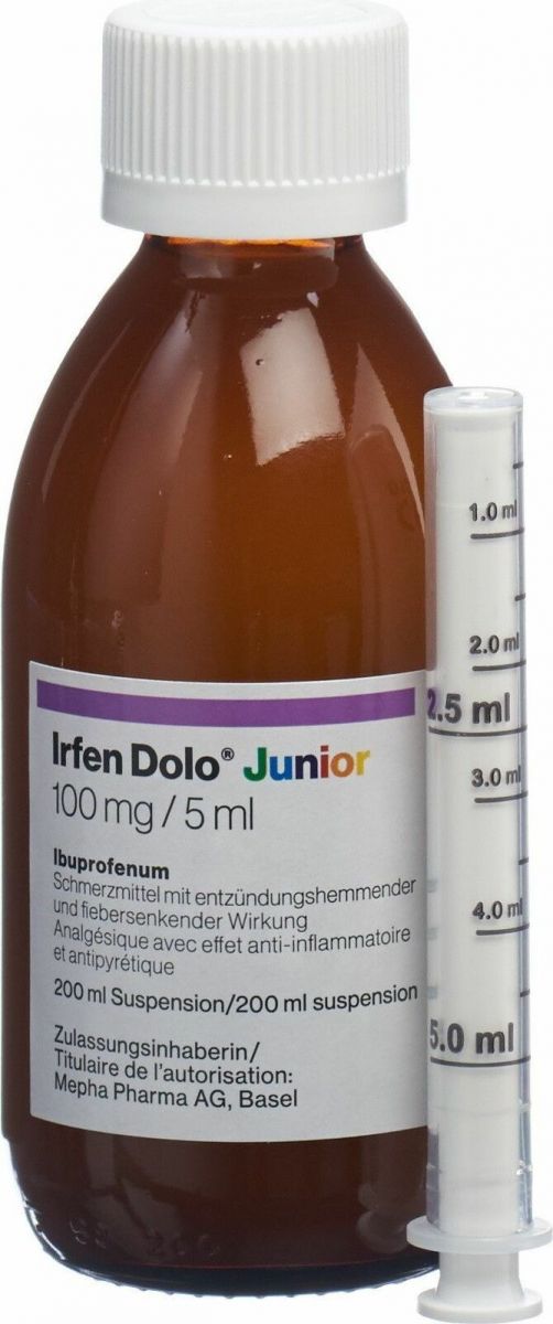 Irfen Dolo Junior Suspension 100mg/5ml Flasche 200ml in der Adler Apotheke