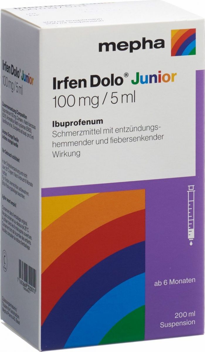 Irfen Dolo Junior Suspension 100mg/5ml Flasche 200ml in der Adler Apotheke