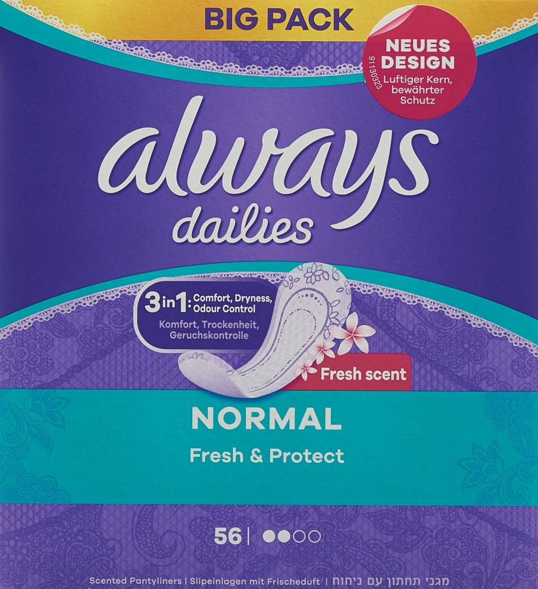 Always Panty Liners Fresh & Protection Normal Fresh Bigpack 56 pièces