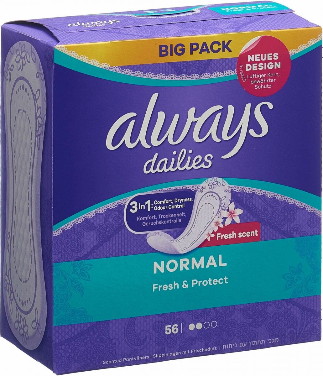 Always Panty Liners Fresh & Protection Normal Fresh Bigpack 56 pièces