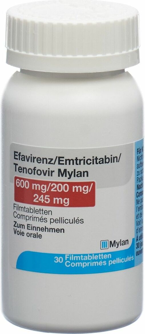 Efavirenz Emtricit Tenof Mylan Filmtabletten Flasche 30 Stück in der