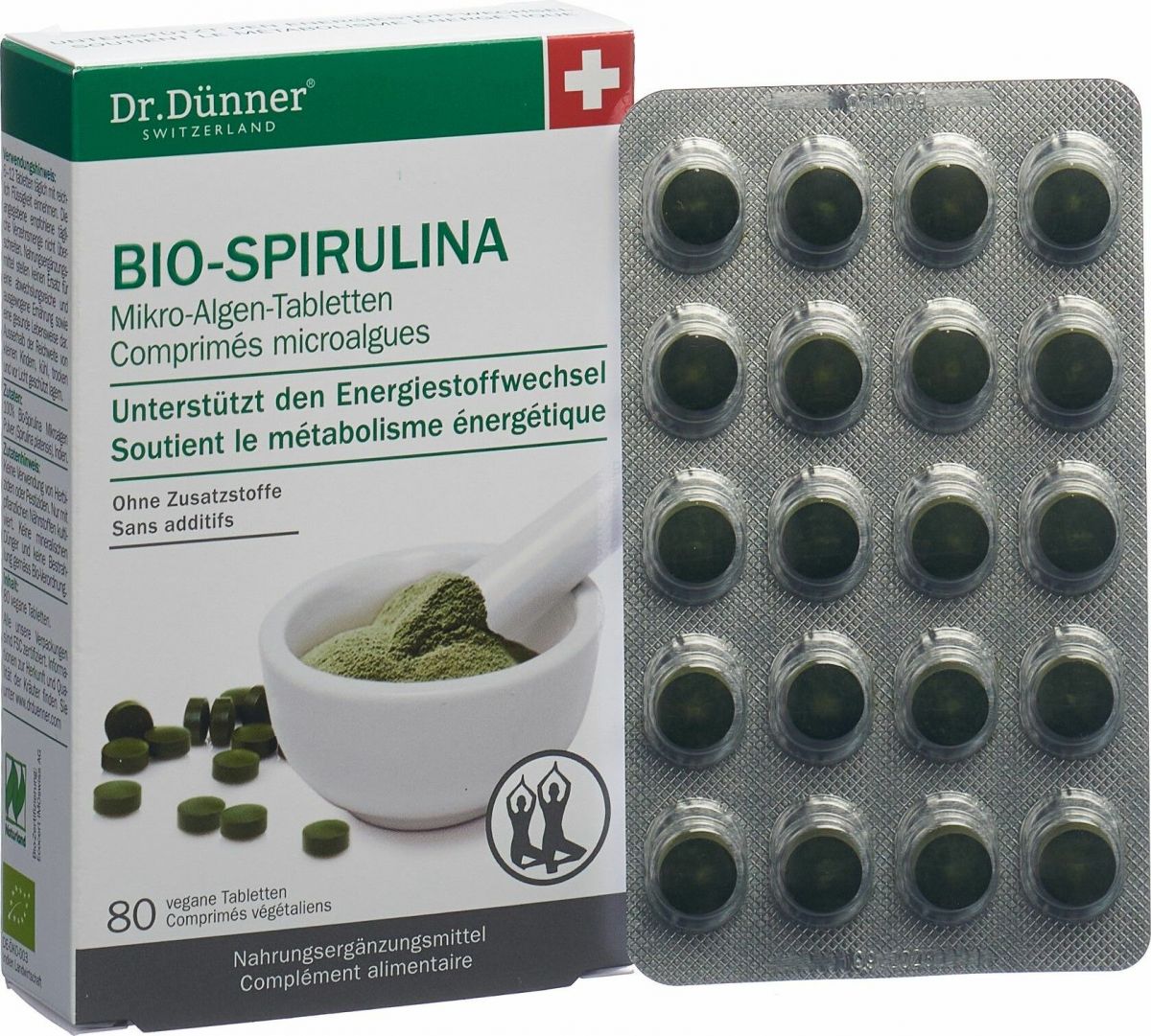 tafel kubus Momentum Dr. Dünner Phytoworld Organic Spirulina Micro Algae Tablets 80 pieces in  der Adler Apotheke