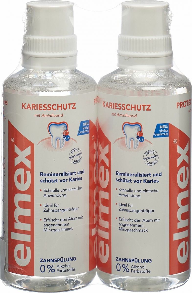 Elmex Fluorid Zahnspülung Duo 2x 400ml in der Adler Apotheke