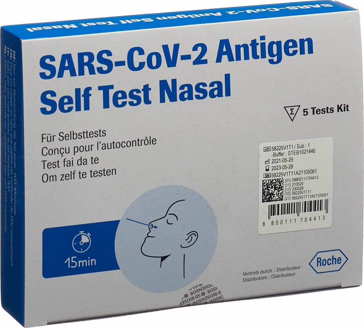 Roche Sars Cov2 Ag Pst Test Nasal 5 Stück in der Adler Apotheke