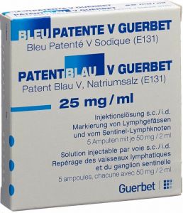 Produktbild von Patentblau V Guerbet Injektionslösung 5 Ampullen 2ml
