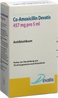 Produktbild von Co-amoxicillin Devatis Pulver 457mg Suspension 70ml