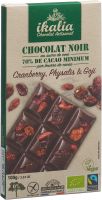 Produktbild von Ikalia Tafel Zartbitter Schokolade Cran Phys 100g