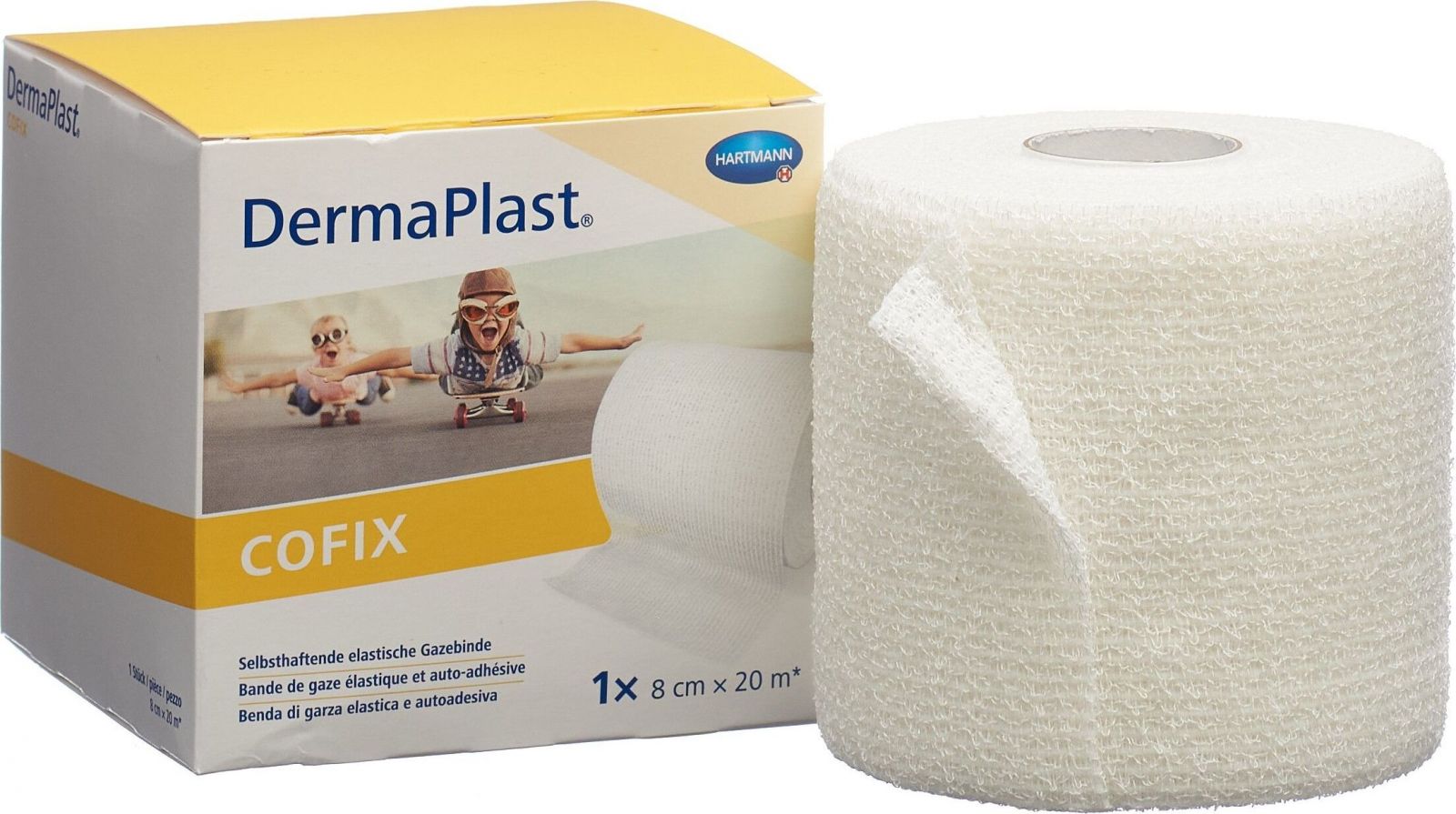 Dermaplast Cofix Bandage de Gaze 8cmx20m Blanc in der Adler Apotheke
