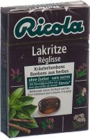 Produktbild von Ricola Lakritze Kräuterbonbons ohne Zucker mit Stevia Box 50g
