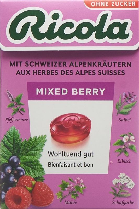Ricola Mixed Berry Kräuterbonbons ohne Zucker Box 50g in der Adler Apotheke