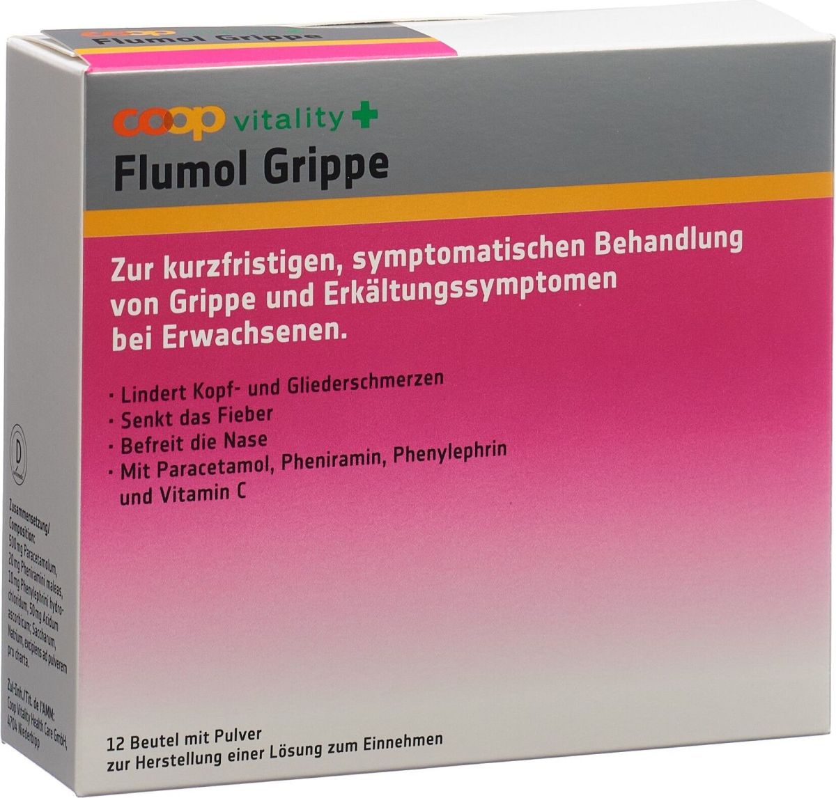 Coop Vitality Flumol Grippe Pulver Beutel 12 Stück in der Adler Apotheke