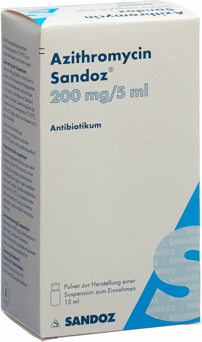 Azithromycin Sandoz Suspension 200mg/5ml 15ml In Der Adler Apotheke