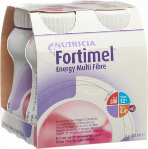 Produktbild von Fortimel Energy MultiFibre Erdbeer 4x 200ml