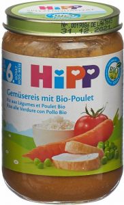 Produktbild von Hipp Gemüsereis mit Bio-Poulet Glas 190g