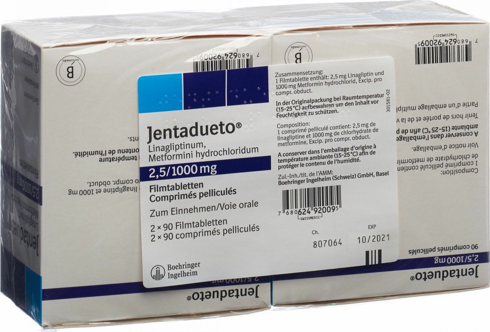 Jentadueto Filmtabletten 2.5mg/1000mg 2x 90 Stück in der Adler Apotheke